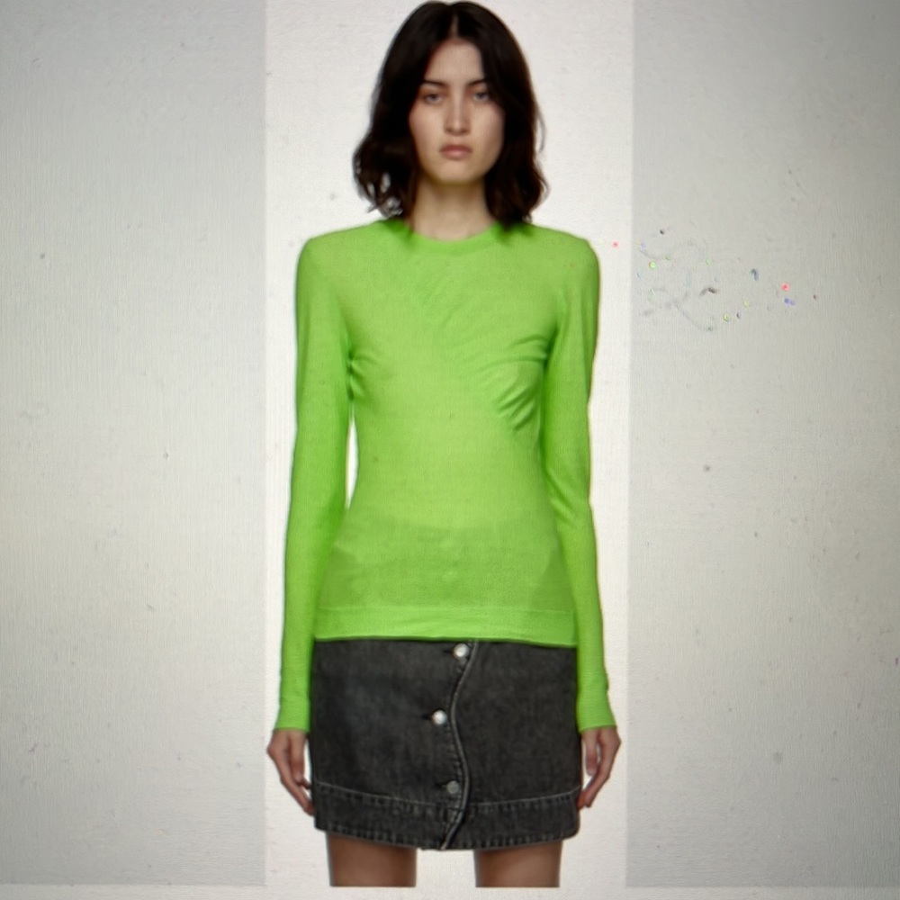 Ganni Quilted Long Sleeve Tee Shirt Medium
